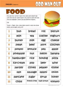 113 Odd one out English ESL worksheets pdf & doc .